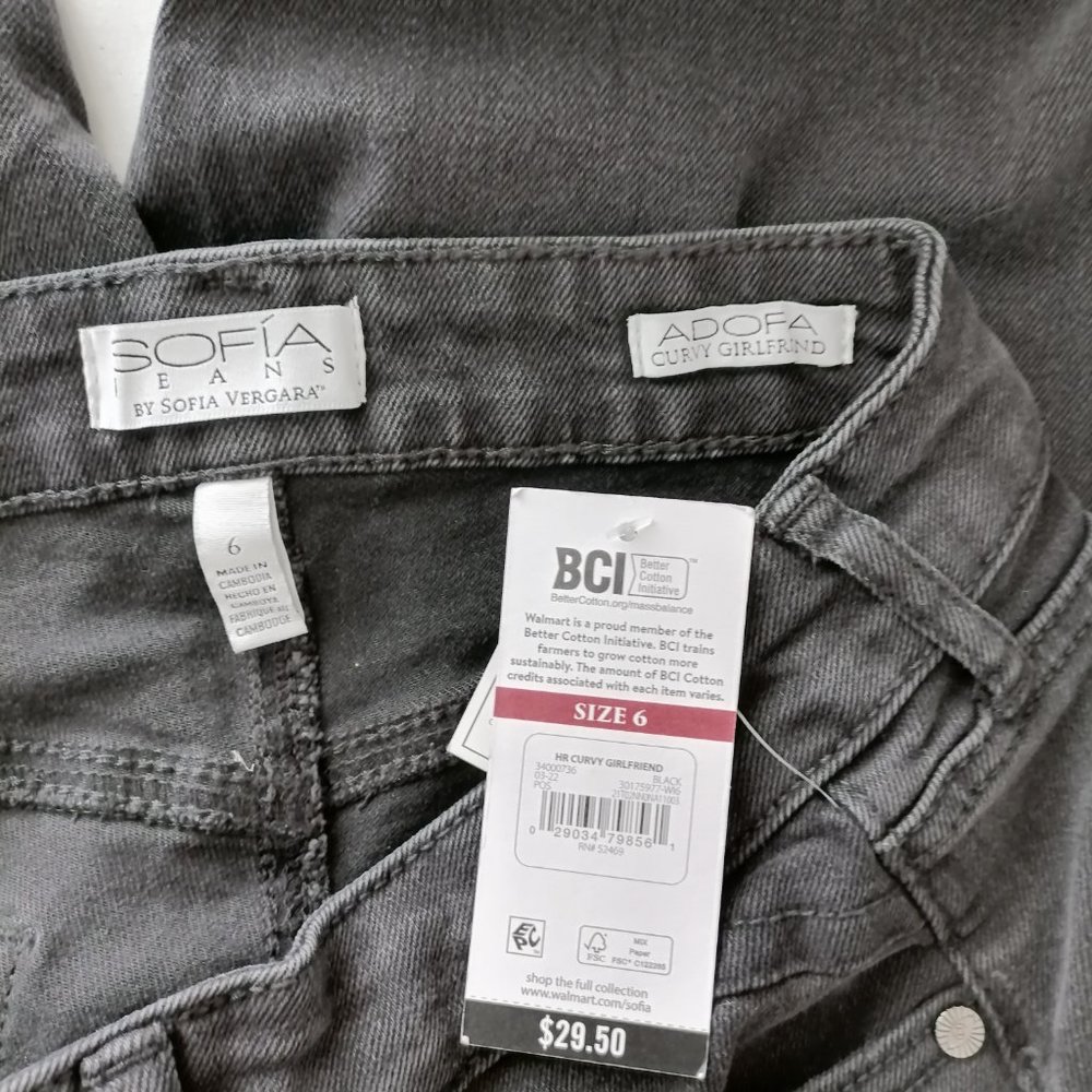 NWT Sofia Jeans Womens Black High Rise Curvy Girlfriend Denim Jeans Size 6 - Picture 5 of 7